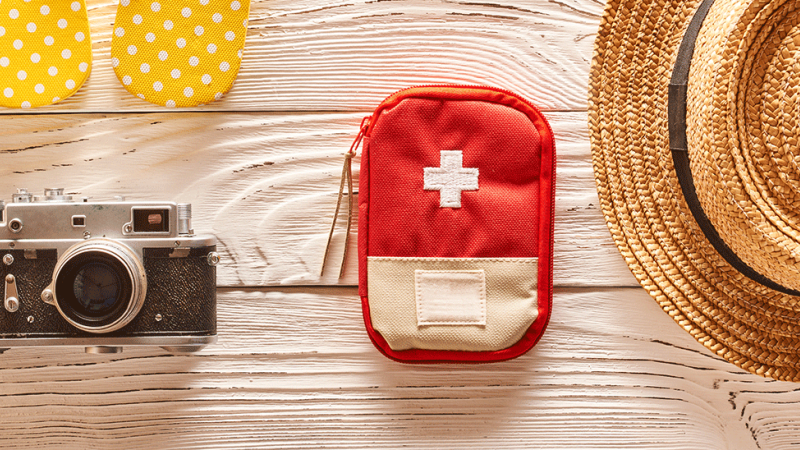 Kit de medicamentos em viagem