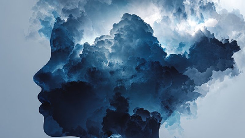 Imagem de cara formada por nuvens escuras.