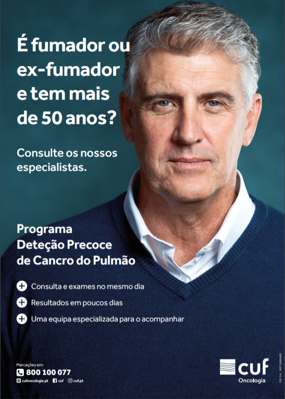 cartaz de homem meia idade cancro do pulmão
