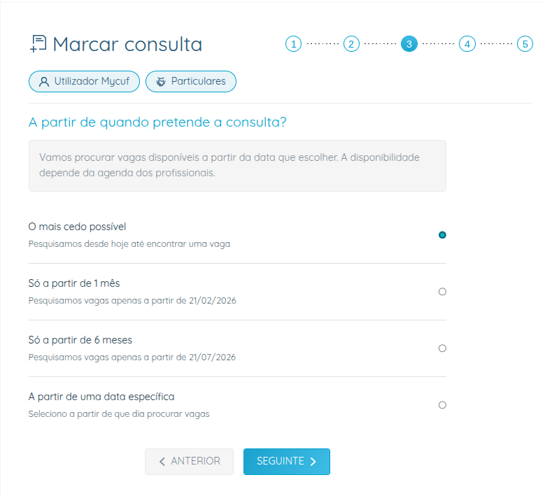 My CUF - Selecionar a data pretendida