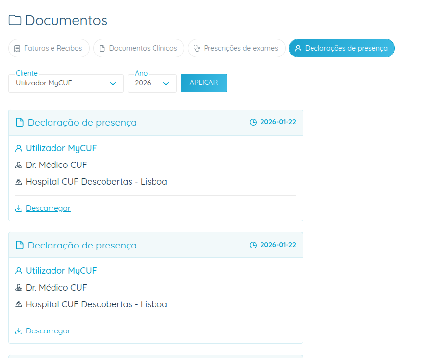 My CUF - Declarações de presença