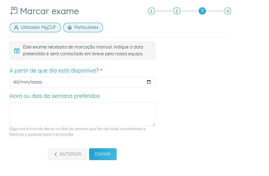 My CUF - Exame sem prescrição - Passo 3